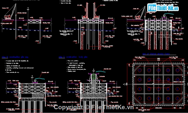 Bản vẽ autocad,thi công cầu,Biện pháp thi công,thi công cầu Phả Lại